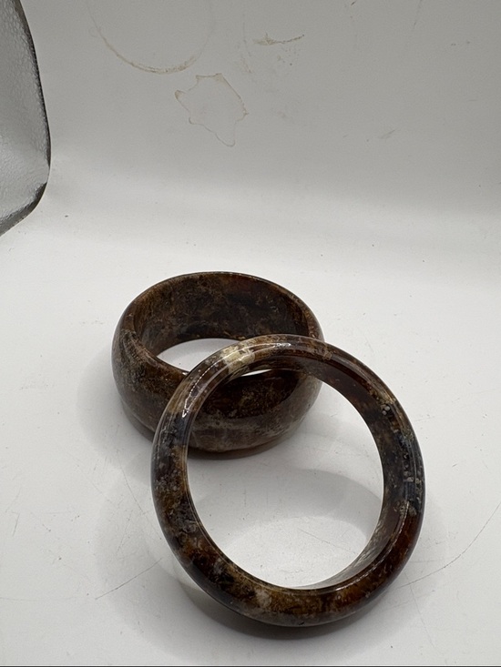 Not known Jewelry - 2 Brown Natural Stone Agate Bangles Bracelets